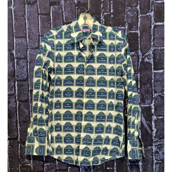 Coton Doux Other - Coton Doux Parisian Street Sign Shirt Men's S/M Green Button Up Point Collared
